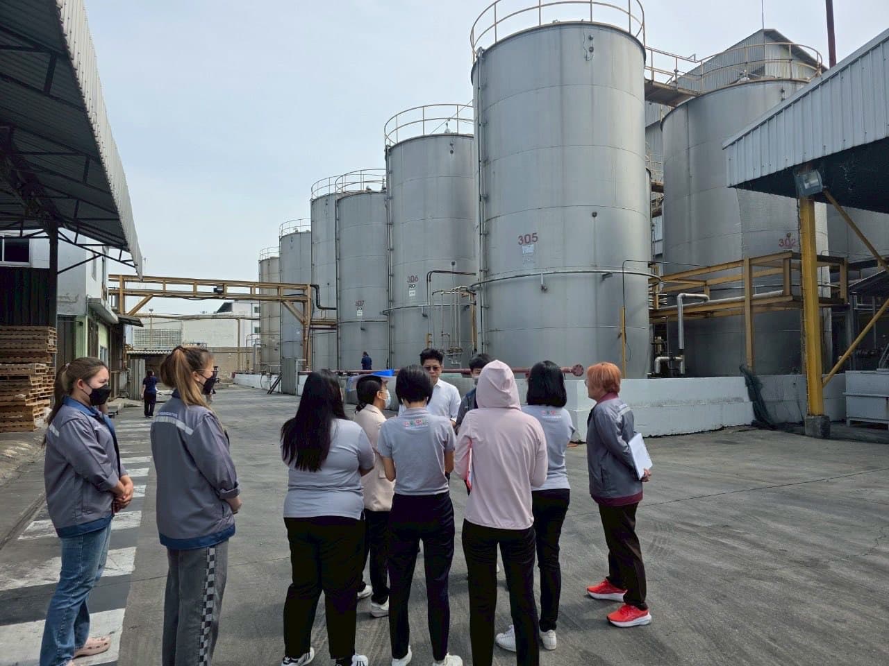 Stainless-steel refinery process tanks at the Jit Aree facility